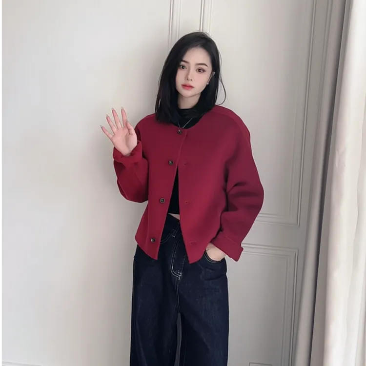 【秋冬新款】8808款简约时尚小香风短款羊毛大衣