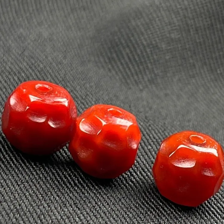 南红单珠玛瑙无相珠手串隔珠精工雕刻diy文玩手串星月菩提配饰