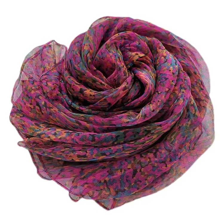 【五福迷彩】杭州丝巾薄如蝉翼柔软亲肤花色大方优雅女围巾可当头巾