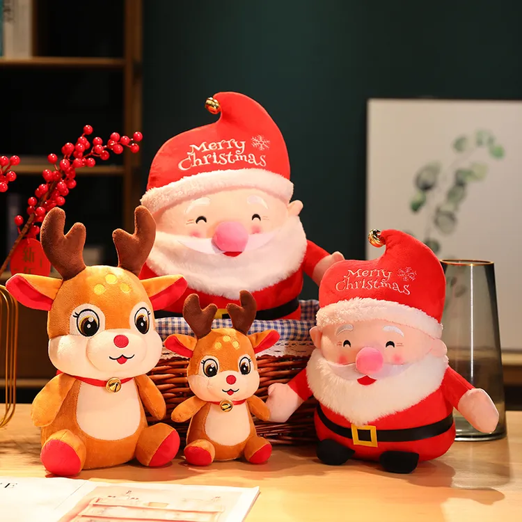 可爱圣诞老人公仔麋鹿抱枕毛绒玩具布娃娃玩偶圣诞节礼物女生儿童