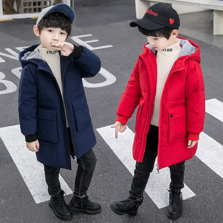臻辉男童羽绒服中长款2025新款保暖加厚男中大童宝宝冬装儿童外套