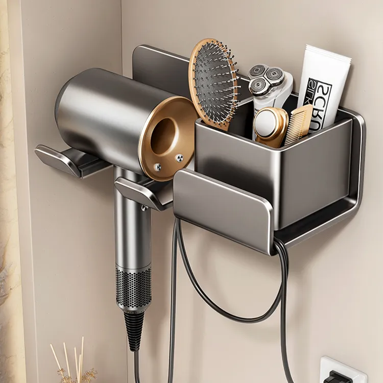 吹风机置物架挂架太空铝卫生间厨房壁挂电吹风支架浴室风筒收纳架