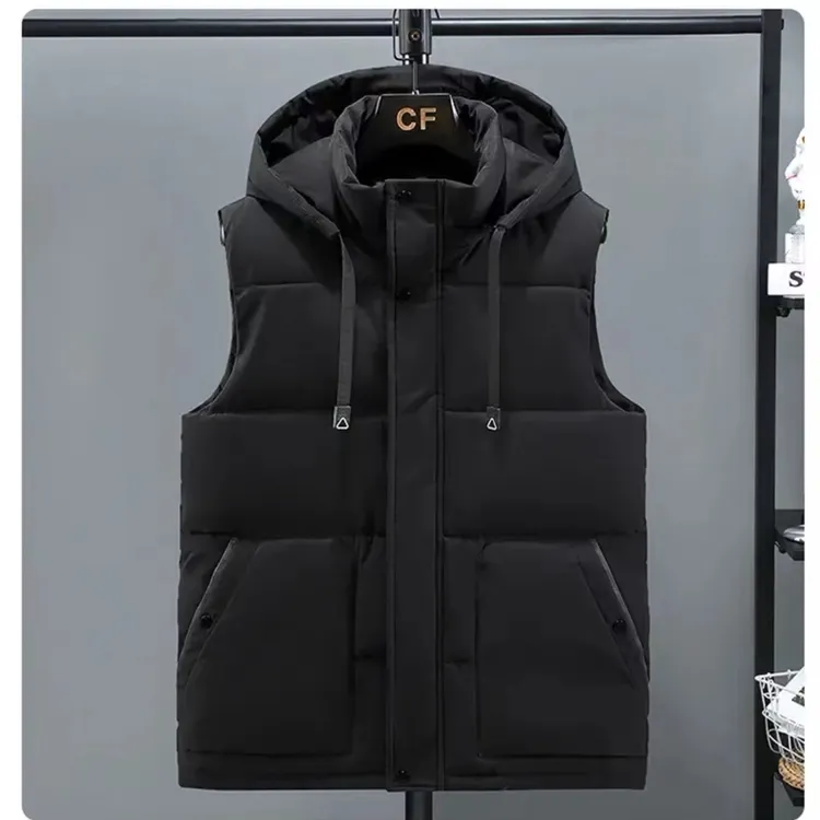 828#新款马甲男士男款棉坎肩保暖可拆卸帽潮流情侣立领休闲马夹