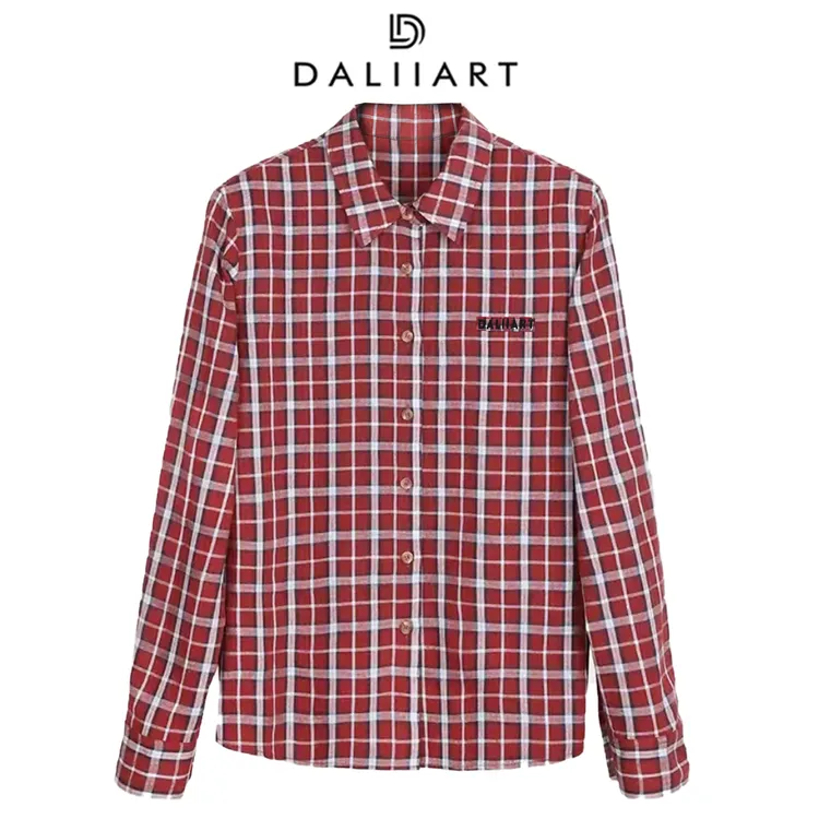 DALIART MIU系格纹衫 苏格兰色织格纹精致刺绣翻领百搭DLTX1443