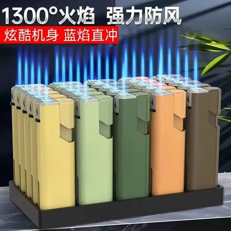 新款铁壳打火机耐用蓝焰防风双层加厚充气[可定制订做印字刻字]