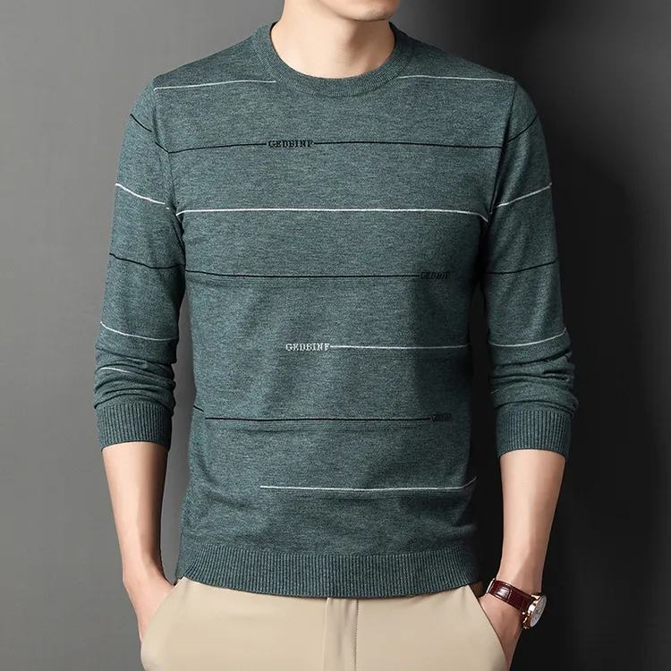 春秋季新款针织衫毛衣男士时尚百搭圆领打底衫潮流休闲修身毛线衣