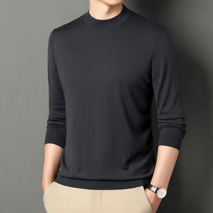 100澳洲超细美丽诺羊毛衫男60支精纺羊毛长袖亲肤轻薄针织衫毛衣
