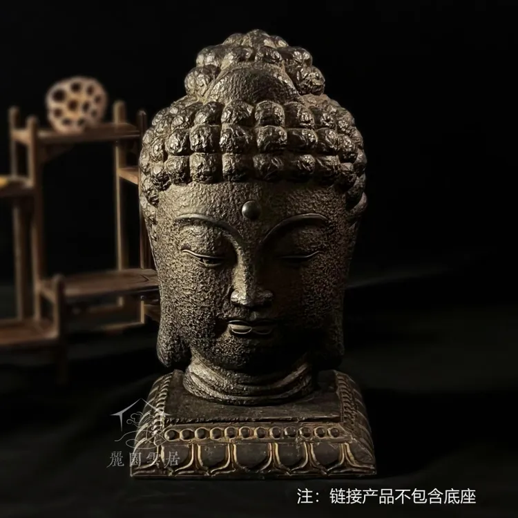 休缘居龙年新中式家居客厅佛首装饰品禅意复古摆件 - 大佛头