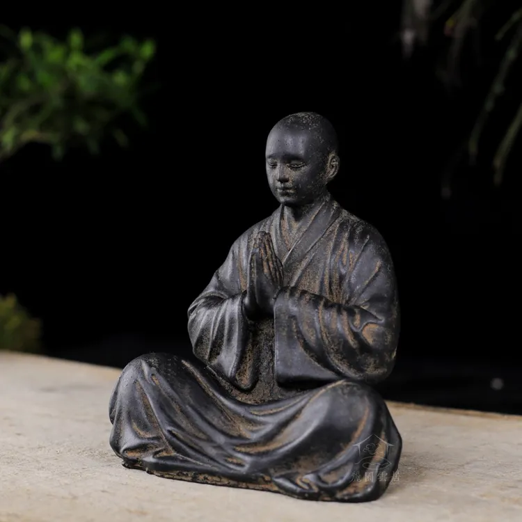 休缘居龙年禅意中式和尚如来茶道摆件家居手工摆设 一心向佛