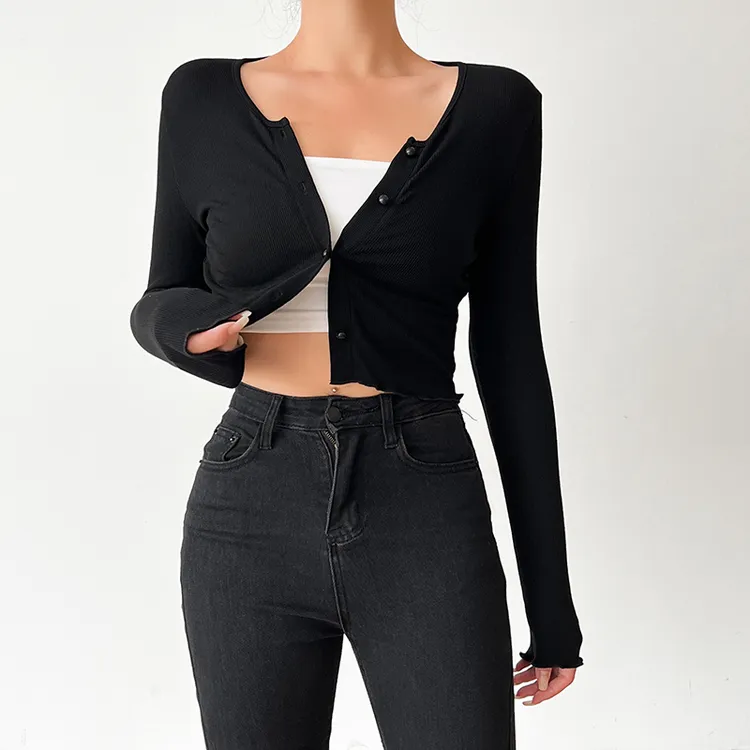 通勤简约百搭短款针织长袖上衣开衫春夏薄款弹力休闲显瘦防晒外套