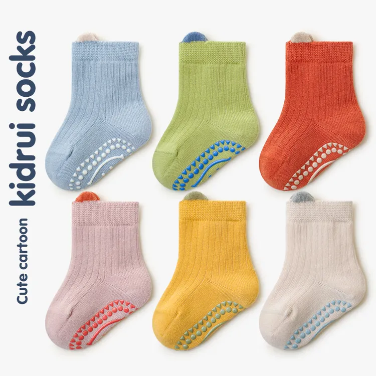 喜得瑞宝宝地板袜秋冬季棉袜无骨船袜室内隔凉婴儿防滑学步中筒袜