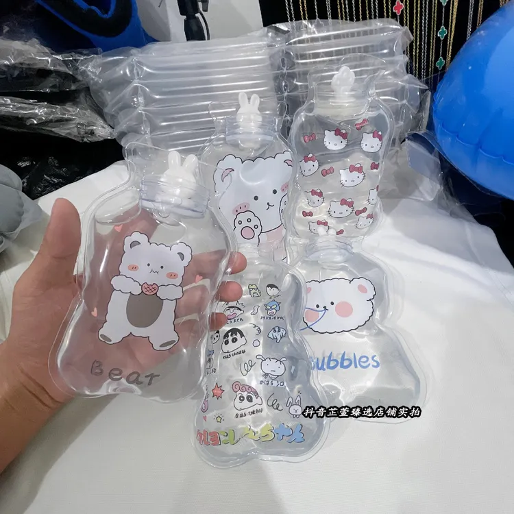 迷你热水袋注水式可爱随身携带热敷袋上课专用透明小号卡通暖水袋