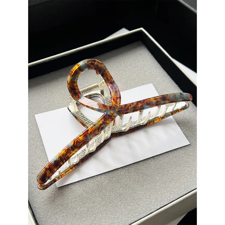 合金亚克力发饰 金属简约优雅大抓夹超大号鲨鱼夹14cm发量多发夹