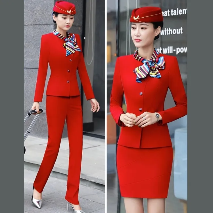 大红色军乐队服装演出服新款套装婚庆开业打军鼓衣服西装套装女装