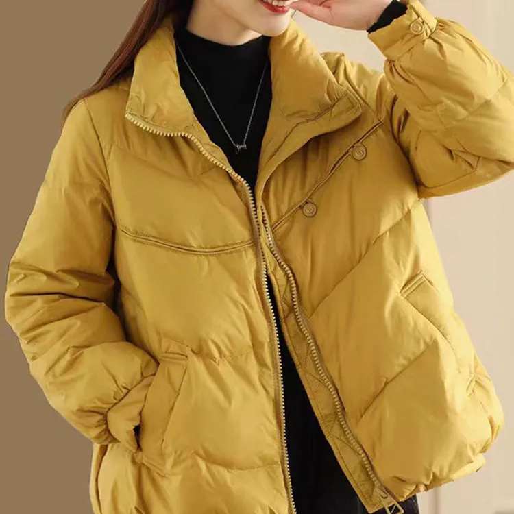 冬季女款休闲简约两粒扣羽绒服新款时尚保暖韩版修身长袖外套