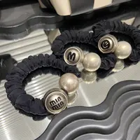 E3308 笑脸小肠发圈女高级感字母发绳网红气质黑扎丸子头绳发绳  