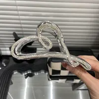 E3392 单面爱心高级银色不规则12CM大抓夹网红一字抓夹  发饰  
