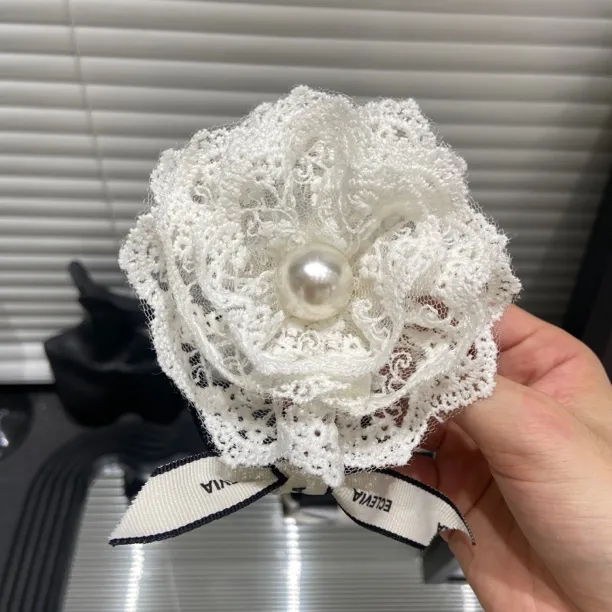 E3200春夏新款白色山茶花纯色发圈超仙优雅 网红发圈小香风发绳