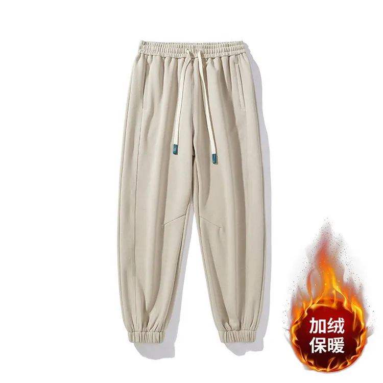 秋冬季新款男士加绒卫裤男宽松潮牌宽松加厚长裤男装保暖休闲裤