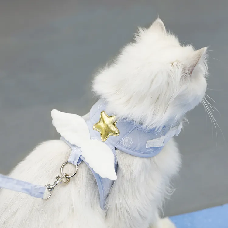 猫咪牵引绳天使翅膀背心式牵引带狗狗幼猫外出牵引防挣脱宠物用品