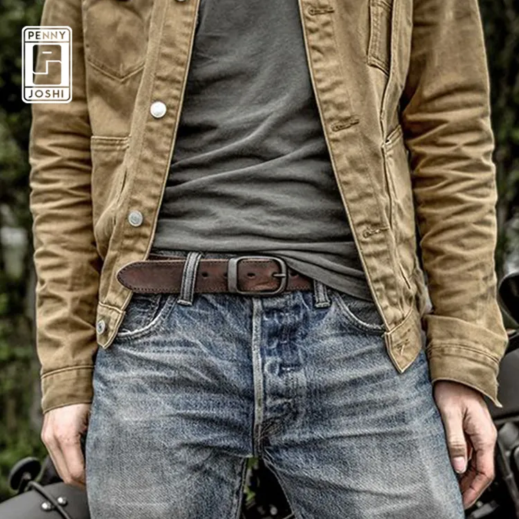 Penny-Joshi/佩妮乔希做旧头层牛皮针扣皮带复古手工男士腰带牛仔