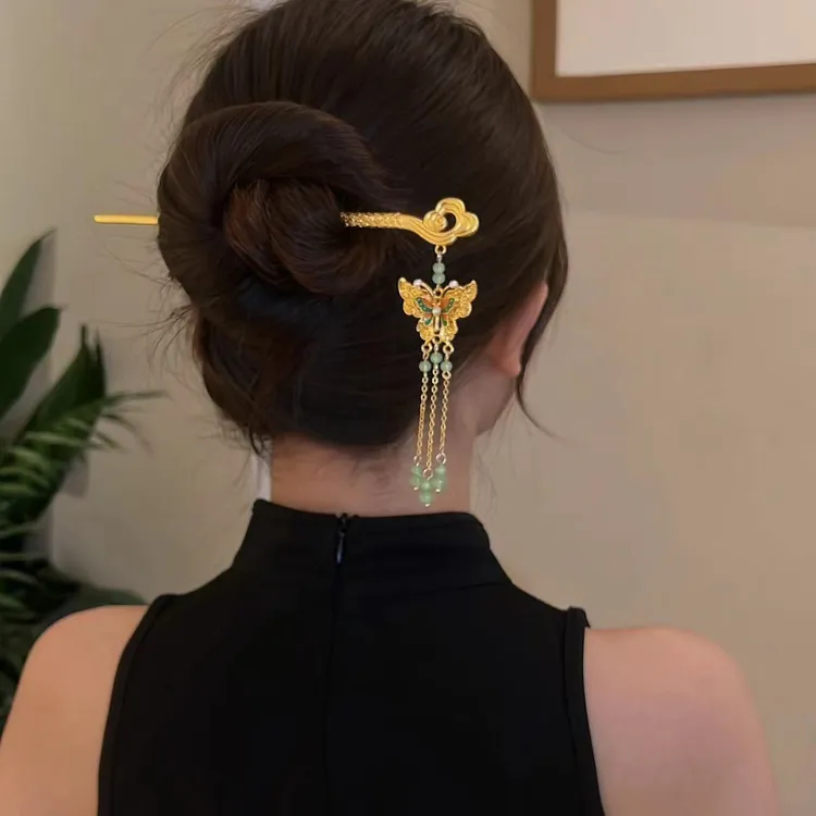 云梦蝶新中式发簪头饰发饰小众旗袍复古气质蝴蝶盘头古风簪子时尚