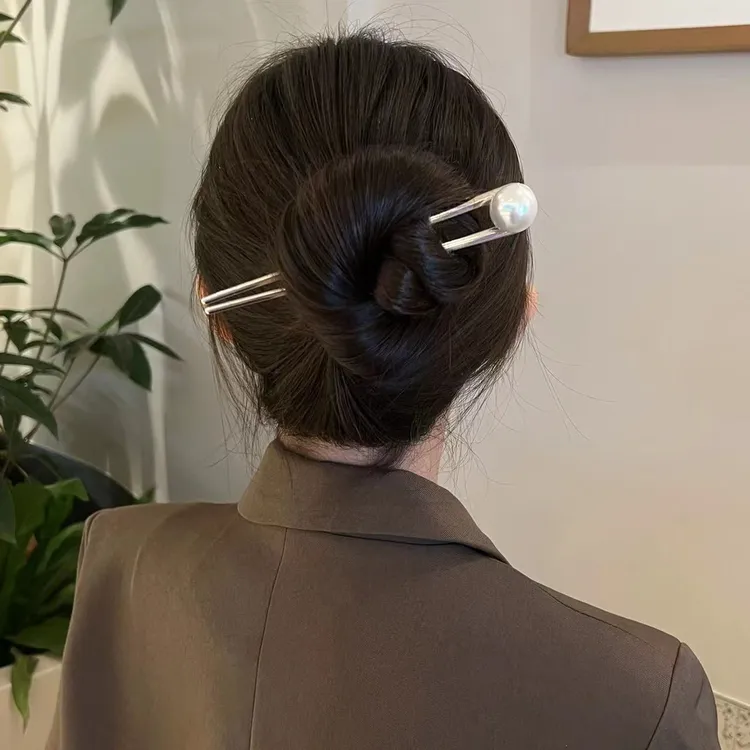 高级感U型发簪简约现代优雅丸子头新中式发钗盘发簪子
