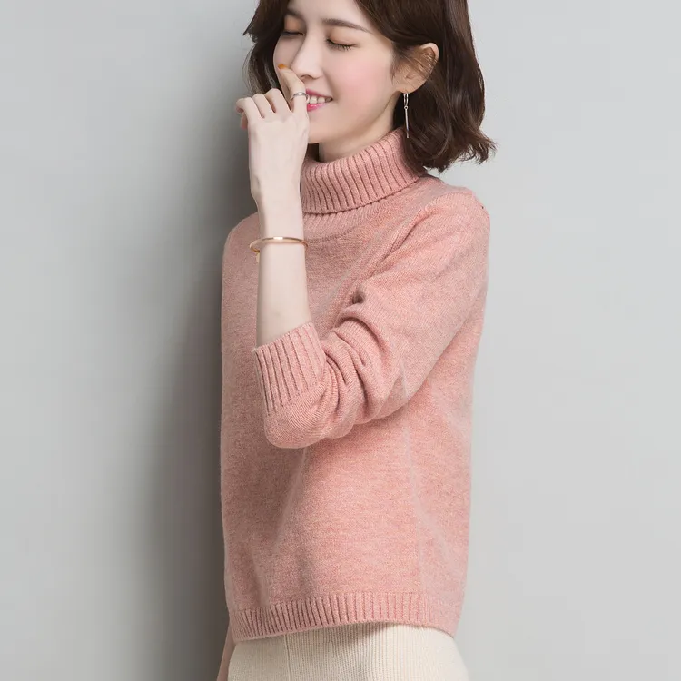 新款高领毛衣女时尚加厚打底衫短款洋气针织内搭纯色小款女装上衣
