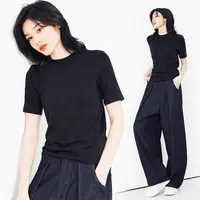 莫代尔圆领短袖显瘦穿搭班味时尚简约t恤 舒适打底衫上衣女