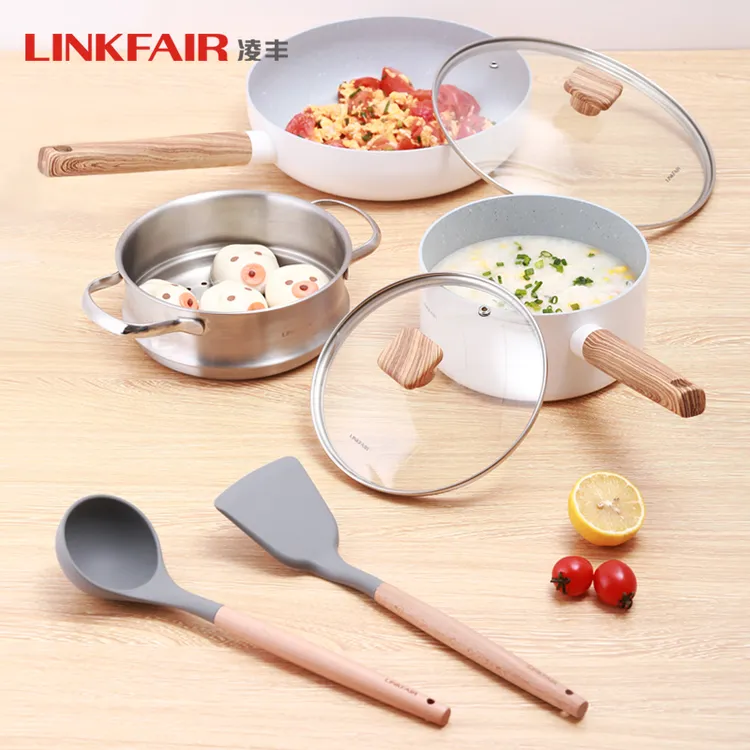 LINKFAIR/凌丰【居然优选】不粘锅具奶锅蒸笼煎锅中铲汤勺不锈钢