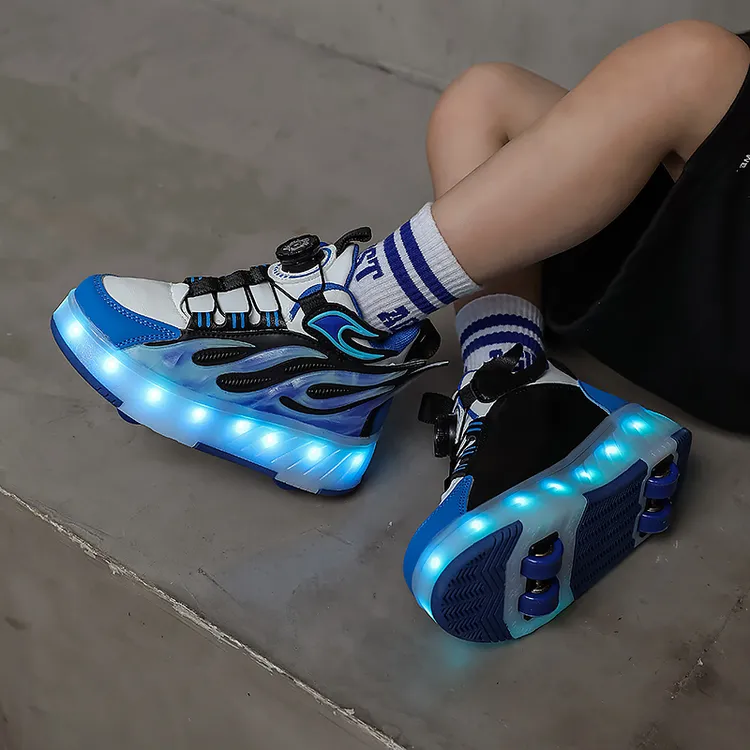 儿童四轮暴走鞋2024秋冬季新款男童运动轮滑鞋小学生女童亮灯鞋子