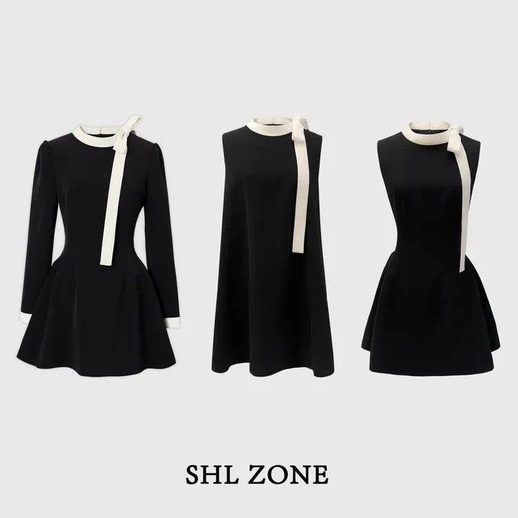 舒胡蕾 古早千金 西装料千金感蝴蝶结气质连衣裙显瘦时尚无袖