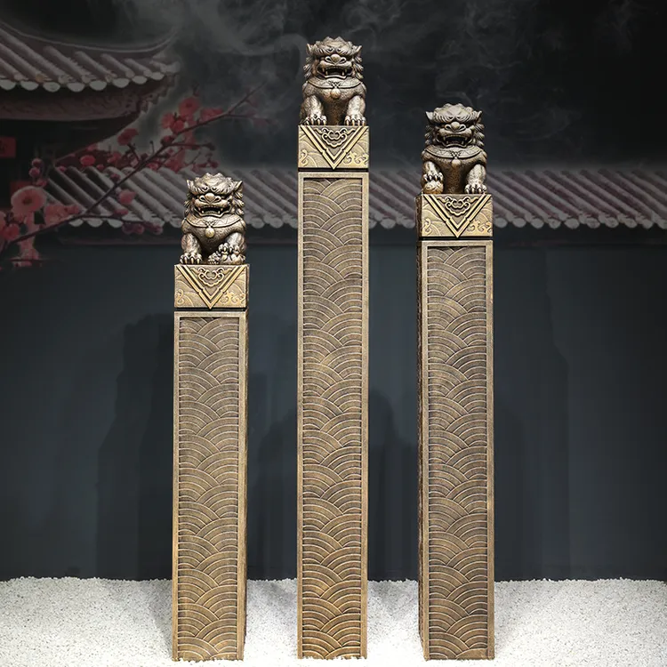 中式仿石雕貔貅拴马柱狮子麒麟门口摆件庭院花园玄关布置造景立柱