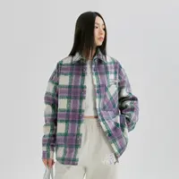 YKYB潮牌秋冬季新品复古拉绒格子拼接宽松摇粒绒厚外套Y34NMY012 