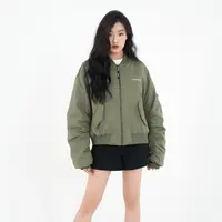 YKYB潮牌23秋冬新品男女极简美式休闲短款抽皱夹克棉服Y43NMY001 