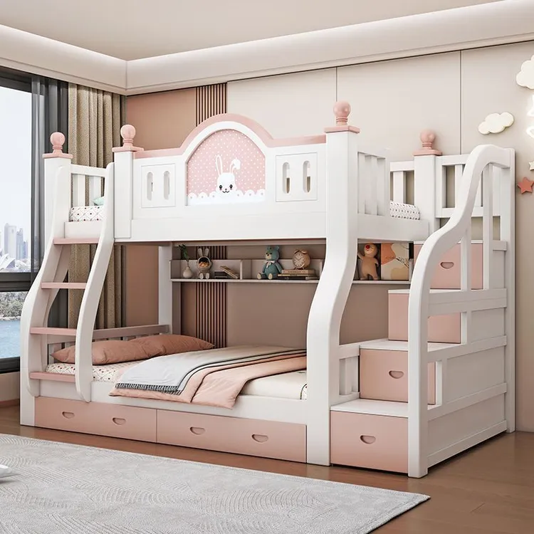 上下床加厚实木子母儿童床子床上下铺二层高低公主双层床女孩两层