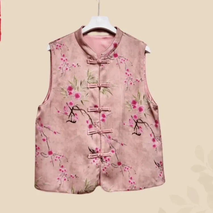 立领-新中式国风复古盘扣马甲女款马夹无袖网红中国风百搭民族风