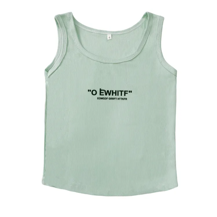 夏季时尚纯色百搭绿色简约舒适印花女背心打底吊带运动瑜伽休闲