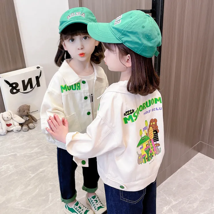 女童牛仔外套洋气春秋儿童休闲上衣韩版小童秋款卡通宝宝夹克衫潮