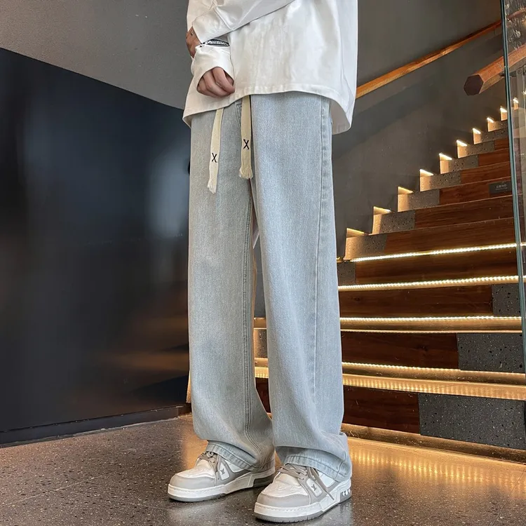 潮牌宽松男士牛仔裤男款2025新款春秋季青少年秋冬爆款直筒休闲裤