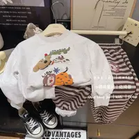 立体玩偶儿童春秋装新款洋气时髦男女童圆领卡通卫衣卫裤两件套