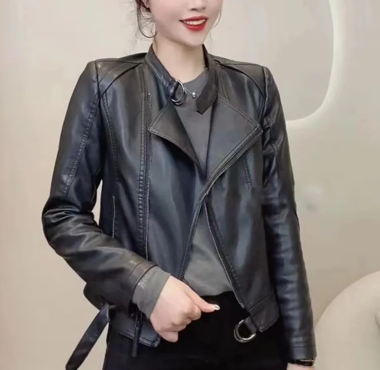 【机车女神】立领机车皮衣外套6909皮夹克品 瘦时尚韩版皮夹克外套