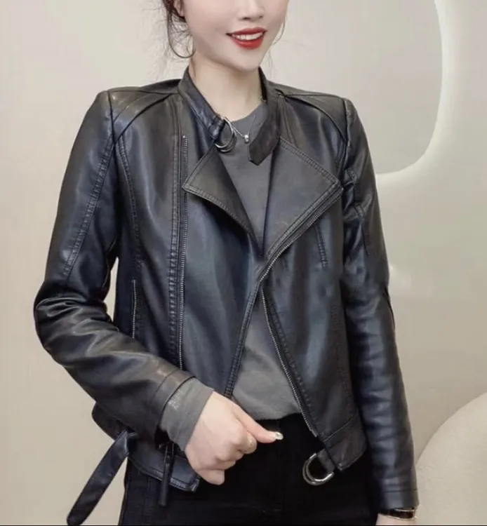 【机车女神】立领机车皮衣外套6909显瘦时尚韩版皮夹克皮外套