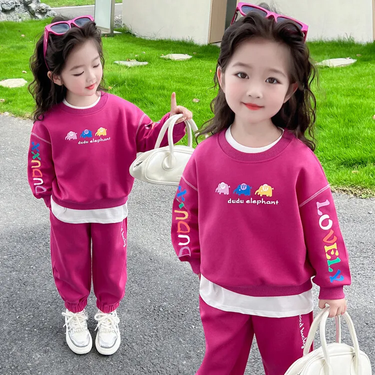女童网红套装2025秋季新款洋气儿童时髦休闲运动女宝宝卫衣两件套