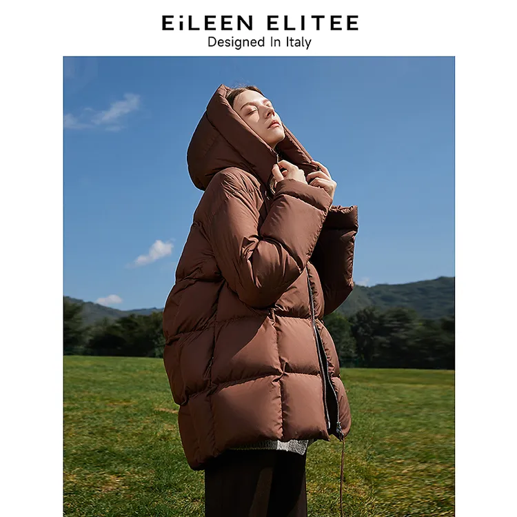 【Basic衣橱】朗姿欧洲EiLEEN ELITEE白鹅绒连帽羽绒服女面包服