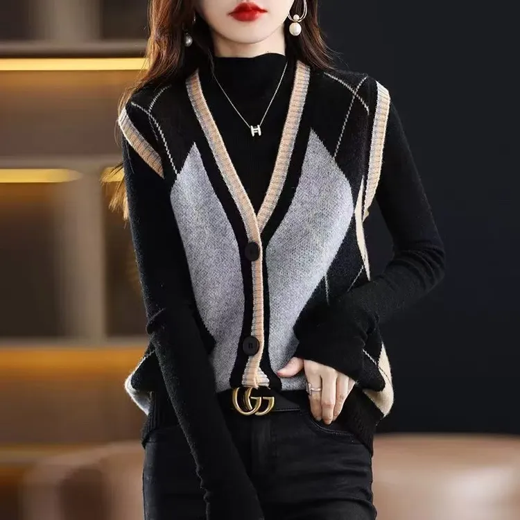 清仓捡漏~专柜撤回尾单大牌外贸女装开衫马甲女外搭针织背心毛衣