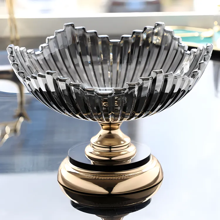 欧式家用轻奢水果盘玻璃轻奢果盘客厅茶几网红现代创意大号零食盘