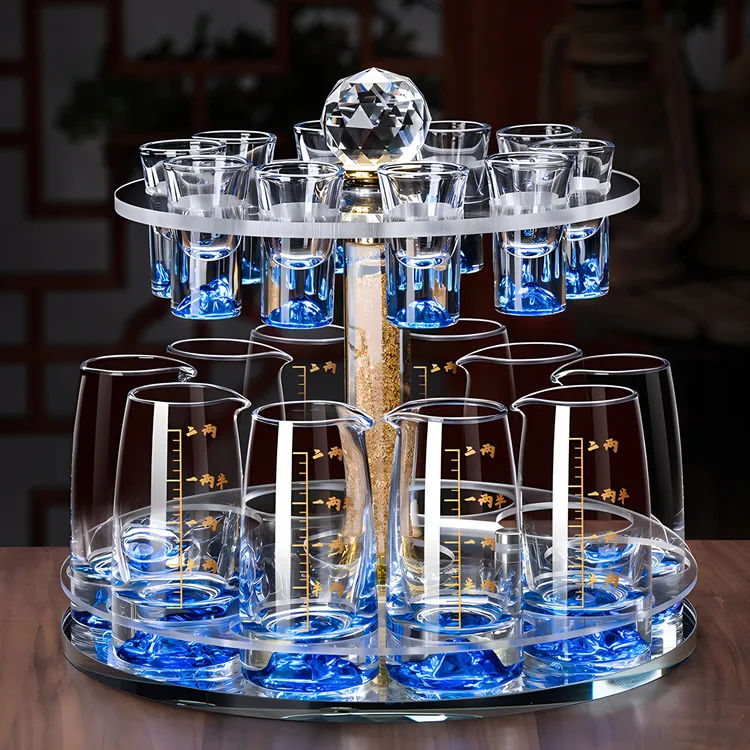 家用白酒杯分酒器套装水晶玻璃酒具轻奢蓝山一口杯中式新年新款