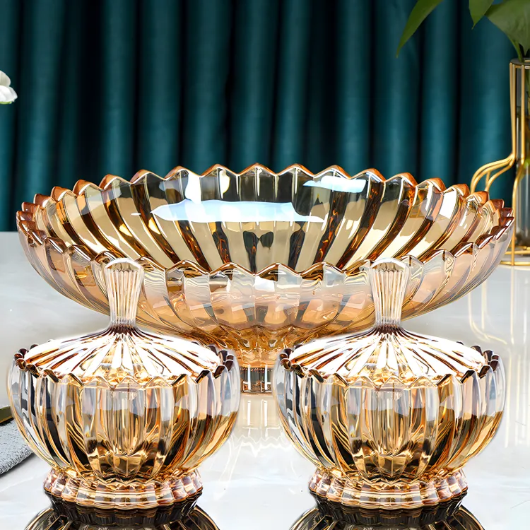 欧式水晶玻璃果盘现代客厅茶几简约大号水果盘糖果罐无铅家用新年