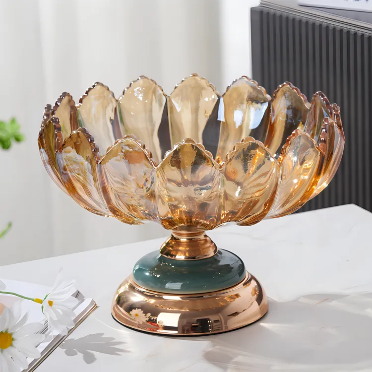 水晶玻璃果盘欧式创意现代客厅家用水果盘大号茶几干果盘糖果盘